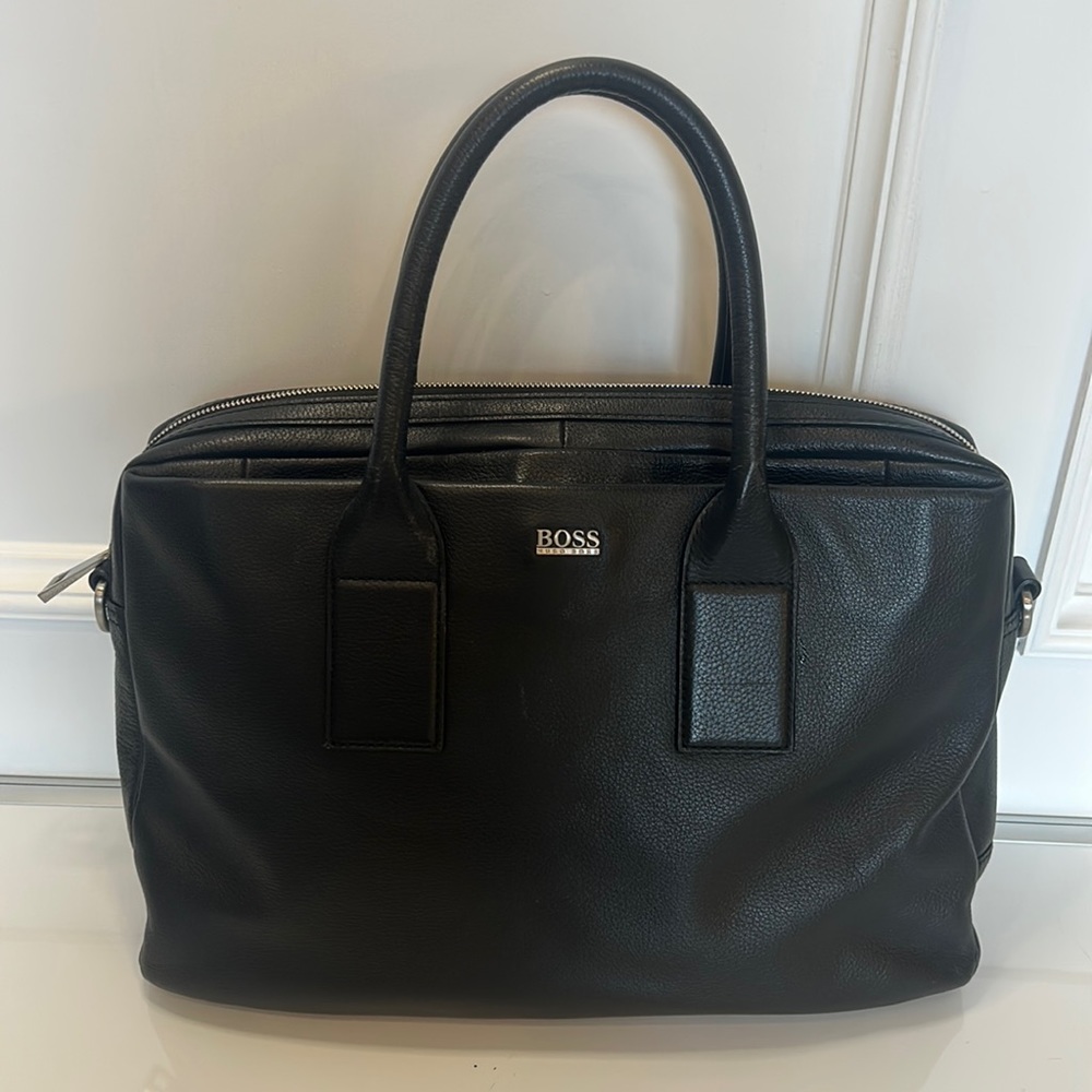 Hugo Boss Black Leather Briefcase.